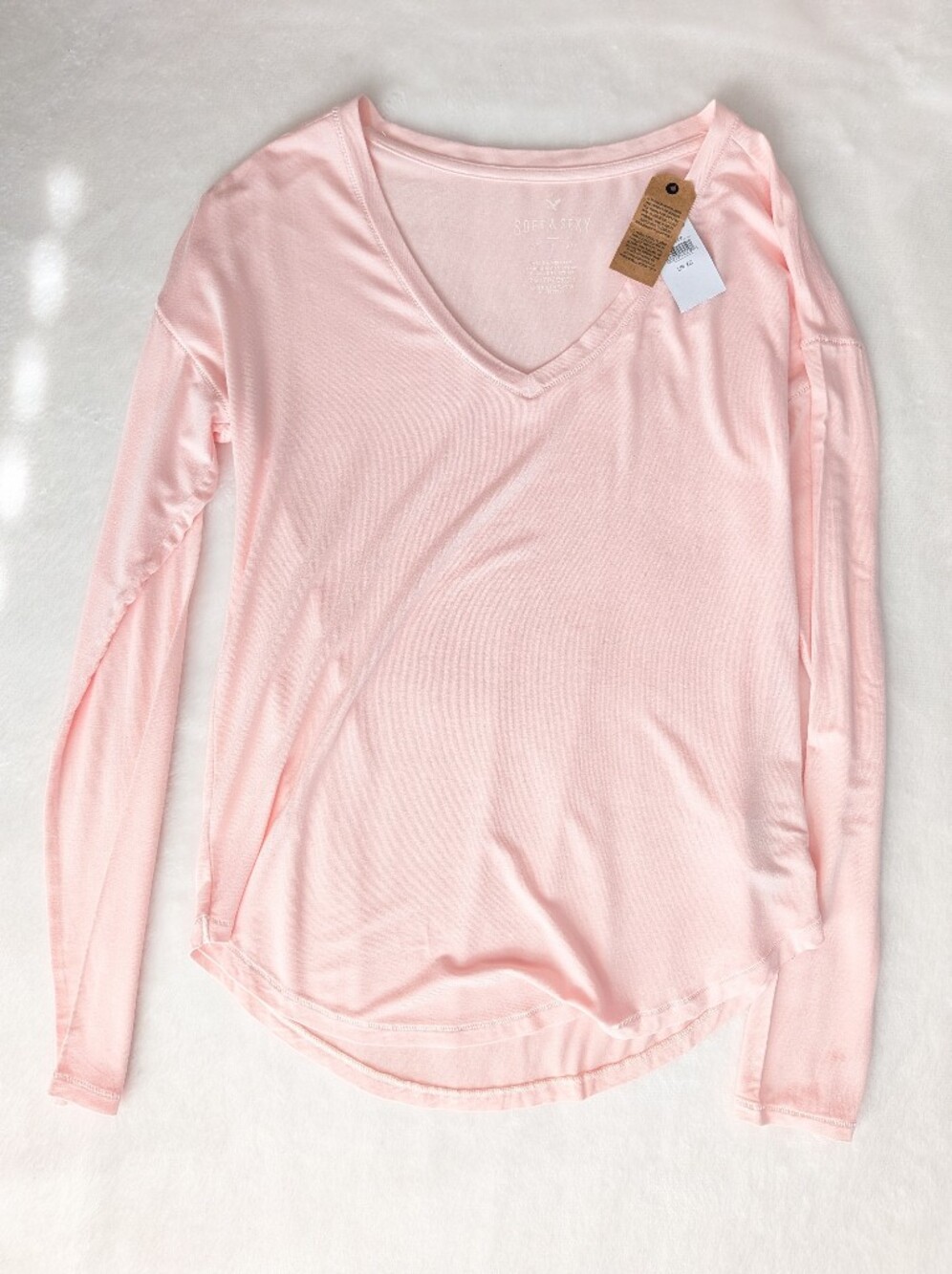 2017 American Eagle Soft And Sexy T Long Sleeve Light Pink XS NWT